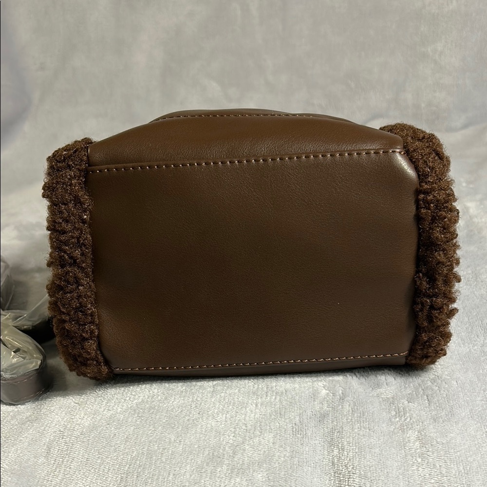 ASPEN Brown Quilted Mini Bag with Sherpa Accents - Picture 6 of 10